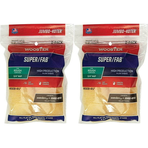 Wooster 4.5" Jumbo-Koter Super/Fab 3/4" Nap 2 Sets Of 2-Pack Roller Cover # RR309-4.5-2PK