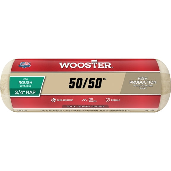 Wooster 50/50 Lambswool Polyester 3/4 in. x 9 in. W Paint Roller Cover For Semi-Rough to Rough Surfaces