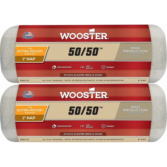 Wooster 9" Paint Roller Cover, 1" Nap, Knit Lambswool/Polyester R297-9