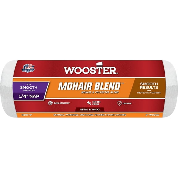 Wooster Brush R207-9 Mohair Blend Roller Cover 1/4-Inch Nap, 9-Inch
