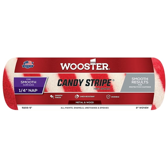 Wooster Genuine 9" Candy Stripe 1/4" Nap Roller Cover 2-Pack, R209-9-2PK