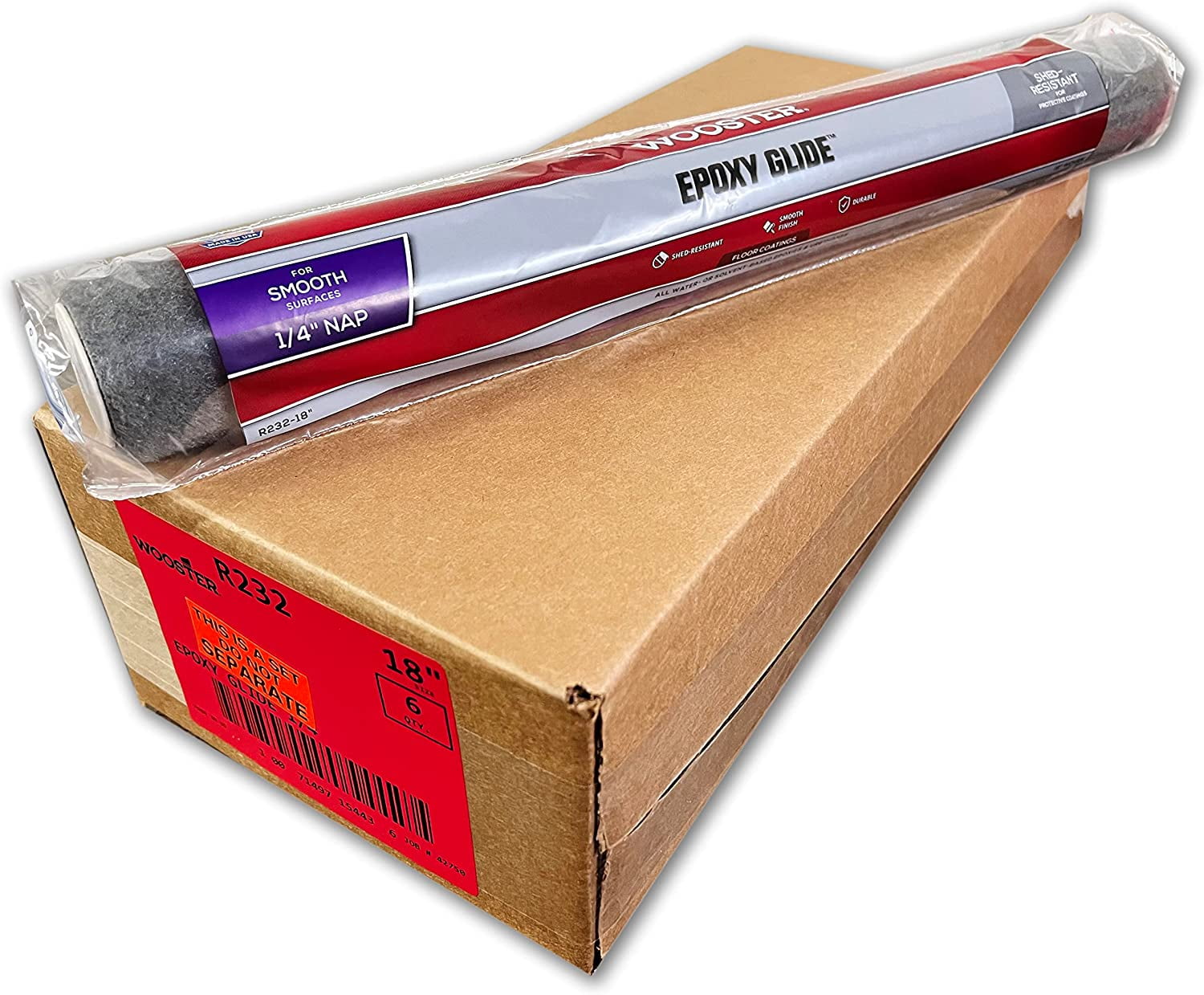 Wooster Brush R232 18 inch Epoxy Glide 1/4 inch Nap Roller Cover, Pack