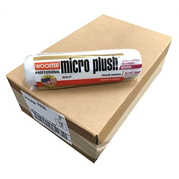 Wooster Brush R235 9 inch Micro Plush 5/16 inch Nap Paint Roller Cover - Pack of 12