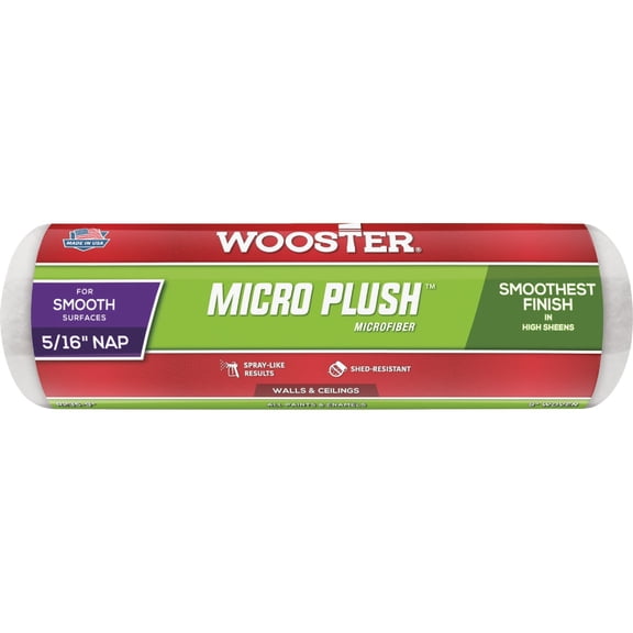 Wooster Brush R235 9 inch Micro Plush 5/16 inch Nap Roller Cover - Pack of 6