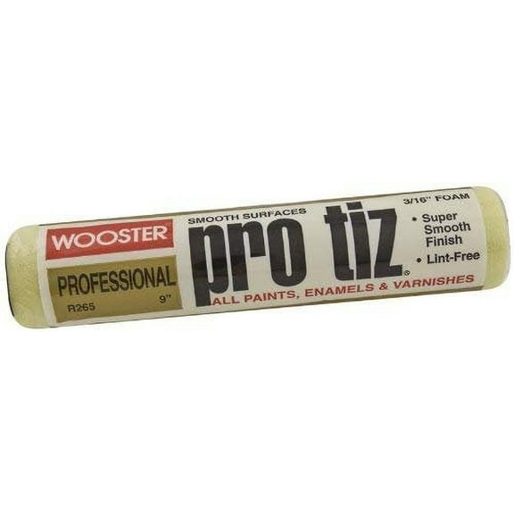 Wooster Brush R265-9 Pro Tiz Paint Roller, 3/16 in Nap, 9 in L, Foam Cover Phenolic Core, 9 Inch, Yellow