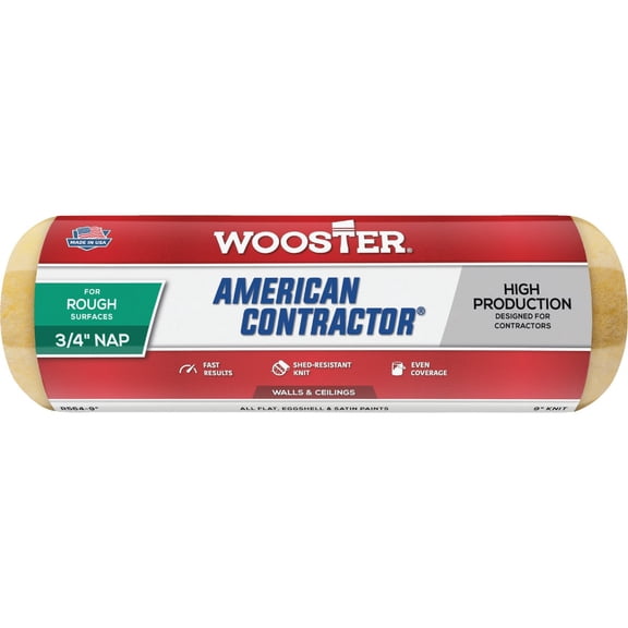 Wooster Brush R364-9 9-Inch American Contractor Roller with 3/4-Inch Nap, Side Stack - SET 3