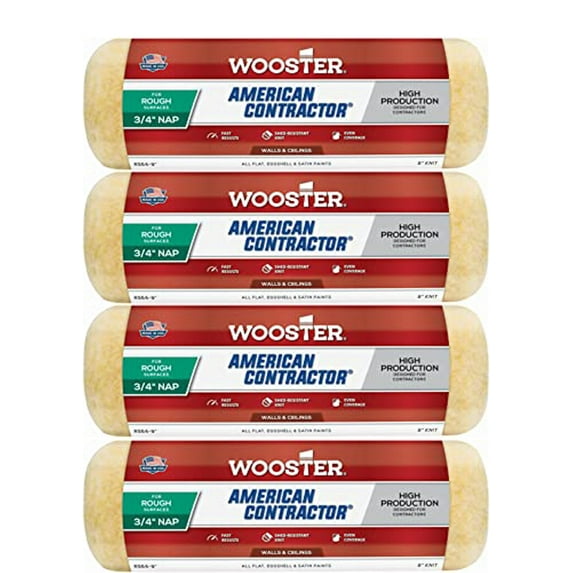 Wooster Brush R364-9 9-Inch American Contractor Roller with 3/4-Inch Nap, Side Stack - SET 4