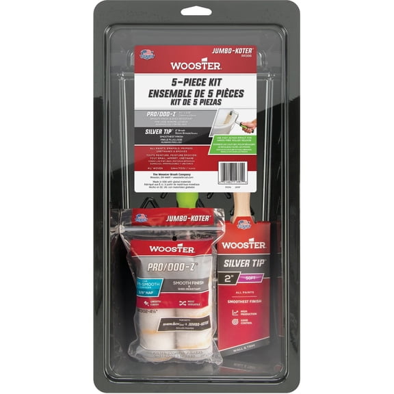 Wooster Brush Wooster Pro/Doo-Z FTP Mini Jumbo-Koter & Silver Tip 5-Piece Trim Roller Kit - Single Pack