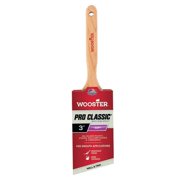Wooster Genuine 3" Pro Classic White China Bristle Angle Sash Paintbrush # Z1222-3