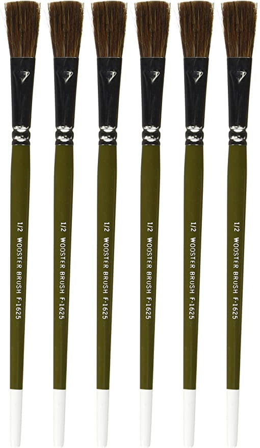 Wooster Genuine 0.5" Ox Hair Letterer Artist Paintbrush 6Pack F1625