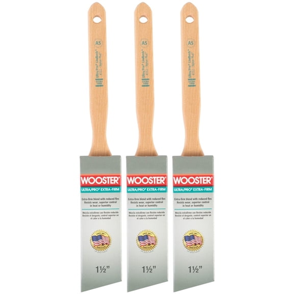 Wooster Genuine 1.5" Ultra/Pro Extra-Firm Angle Sash Paintbrush 3-Pack # W4153-1.5-3PK