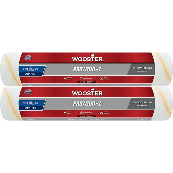 Wooster Genuine 14" Pro/Doo-Z 1/2" Nap Roller Cover 2-Pack, RR643-14-2PK