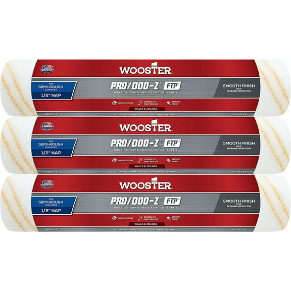 Wooster Genuine 14" Pro/Doo-Z FTP 1/2" Nap 3-Pack Roller Cover - RR667-14-3PK