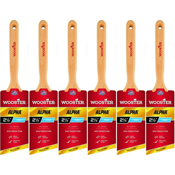Wooster Genuine 2.5" Alpha Angle Sash Paintbrush 6-Pack, 4231-2.5-6PK