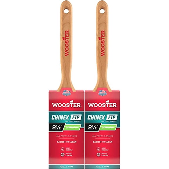 Wooster Genuine 2.5" Chinex FTP Flat Sash Paintbrush 2-Pack, 4412-2.5-2PK