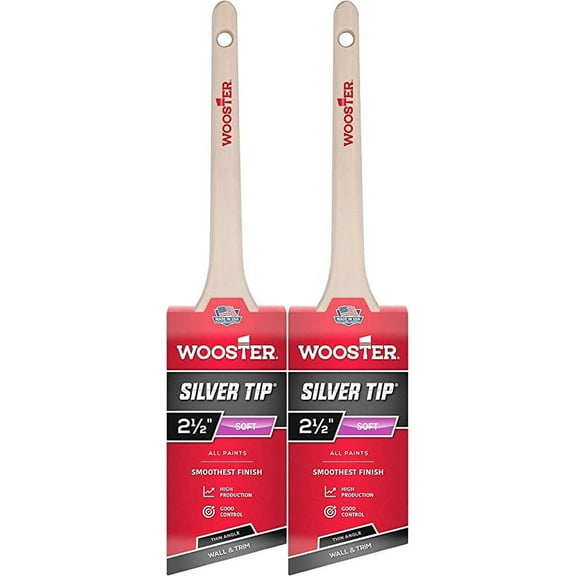 Wooster Genuine 2.5" Silver Tip Thin Angle Sash Paintbrush 2-Pack, 5224-2.5-2PK