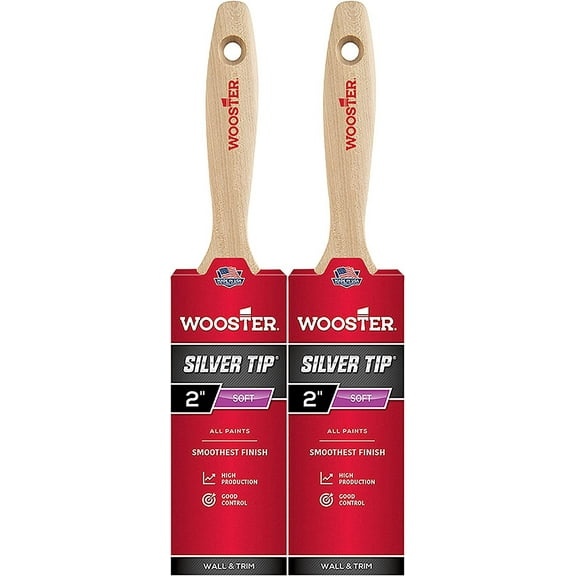 Wooster Genuine 2" Silver Tip Flat Paintbrush 2-Pack, 5222-2-2PK