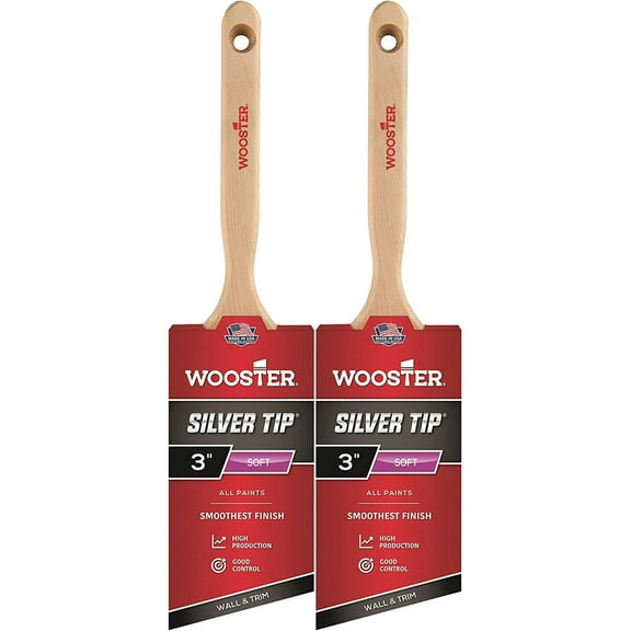 Wooster Genuine 3" Silver Tip Angle Sash Paintbrush 2-Pack, 5221-3-2PK