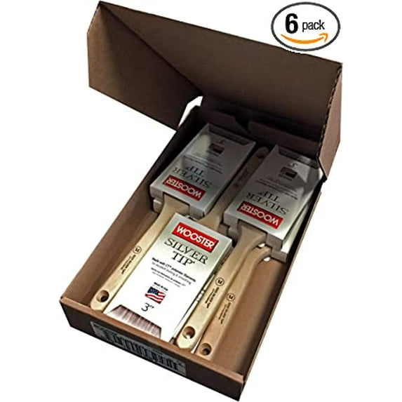 Wooster Genuine 3" Silver Tip Flat Sash Paintbrush 6-Pack, 5220-3-6PK