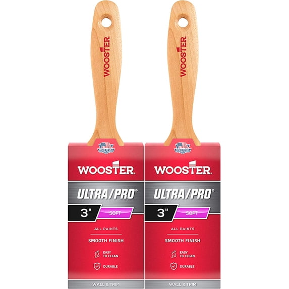 Wooster Genuine 3" Ultra/Pro Soft Flat Paintbrush 2-Pack, W4169-3-2PK