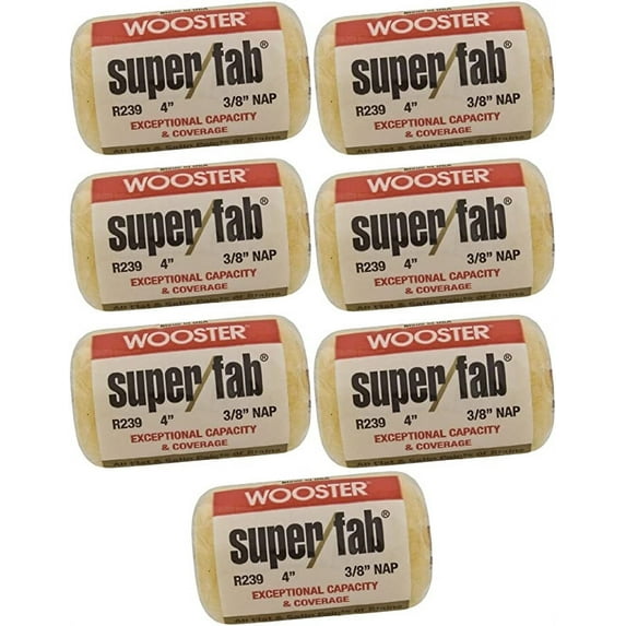 Wooster Genuine 4" Super/Fab 3/8" Nap Roller Cover 7-Pack, R239-4-7PK