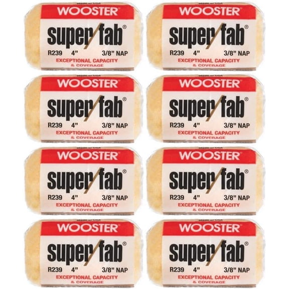 Wooster Genuine 4" Super/Fab 3/8" Nap Roller Cover 8-Pack, R239-4-8PK