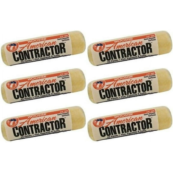 Wooster Genuine 9" American Contractor 3/8" Nap 6-Pack Roller Cover - R361-9-6PK
