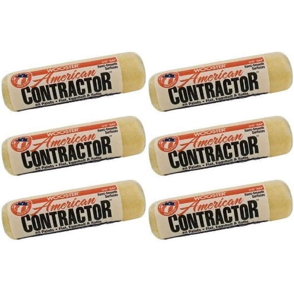 Wooster Genuine 9" American Contractor 3/8" Nap 6-Pack Roller Cover - R361-9-6PK