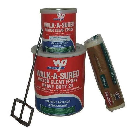 1 gal Anti-Slip Floor Coating, Anti-Slip Finish, Clear, 100% Solid Base