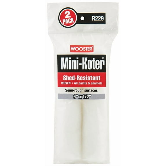 Wooster R229-6 6 x 0.5 in. Mini-Koter Shed-Resistant Woven Roller, Pack of 2