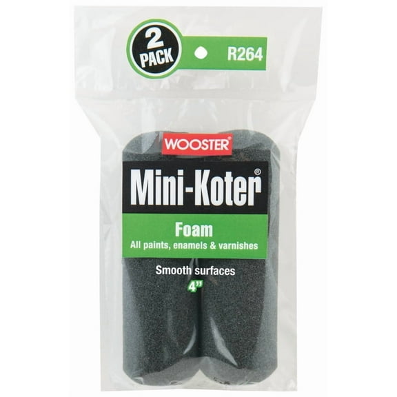 Wooster R264-4 Mini Roller Cover, 4 in L, Foam Cover, 2/PK