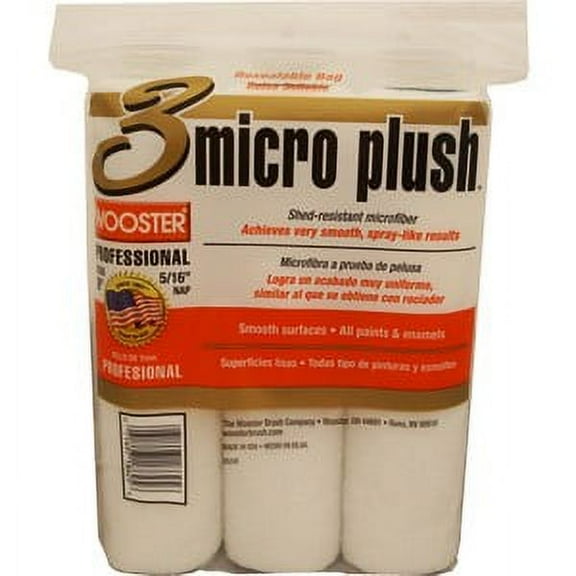 Wooster R335 9" X 5/16" Nap Micro Plush Roller 3-Pack