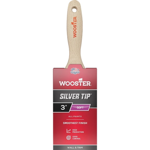 Wooster Silver Tip 3 in. W Flat Polyester Blend Paint Brush