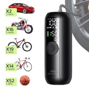 Woowind LP1 Portable Tire Inflator, 150PSI, Battery Powered Air Pump, Auto Shut-off, LED Light, Dual Valves, Compact for Vehicles and Sports Equipment