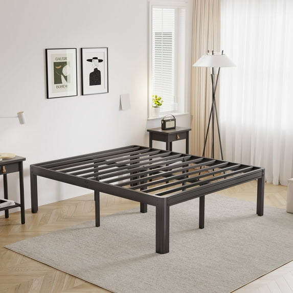 Woozuro 18 Inch High Noise-Free Steel Slats Bed Frame, King Size