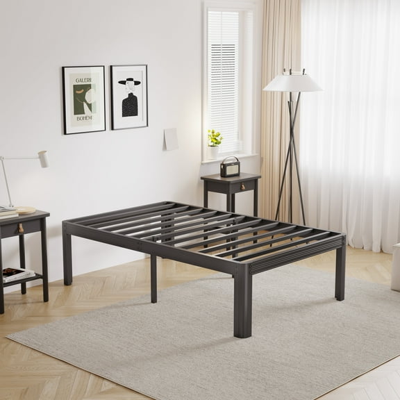 Woozuro 18" Reinforced Heavy Duty Steel Slats Bed Frame, Twin