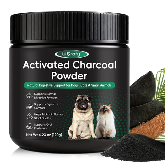 Worafy Activated Charcoal for Dogs & Cats, Daily Digestive Support, Helps Maintain Normal Stool & Gut Balance 4.23oz/120g