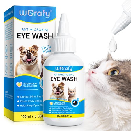 Worafy Gentle Dog and Cat Eye Wash - Relieve Eye Discomfort Natural Formula Eye Drops for Dogs and Cats 3.38 fl oz/100ml