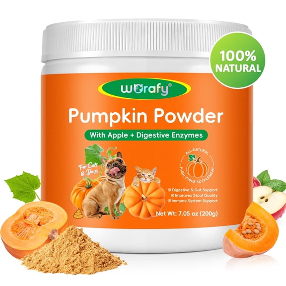 Worafy Pumpkin for Dogs Digestive Support, Relieves Diarrhea & Constipation Relief, Nutrition Absorption, Pure and Safe 7.05 oz