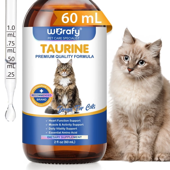 Worafy Taurine Drops for Cats, Liquid Taurine Supplement for Heart Health, Vision Support, Immune Function, Energy & Vitality 2 fl oz