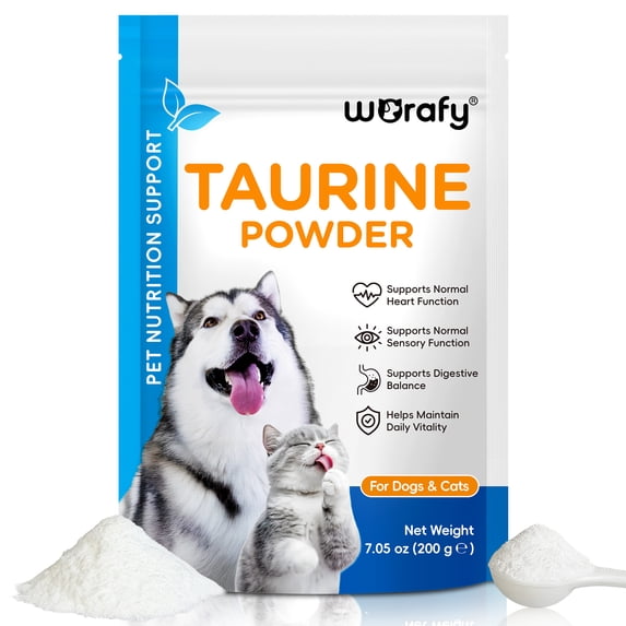 Worafy Taurine Powder for Dogs and Cats, Skin & Coat Health, Immune Support for Heart, Vision & Daily Wellness 7.05 OZ