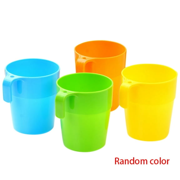Worallymy 4pcs Color Random Candy Color Toothbrush Holder Bathroom Rinsing Wash Tooth Mug Plastic Coffee Cup