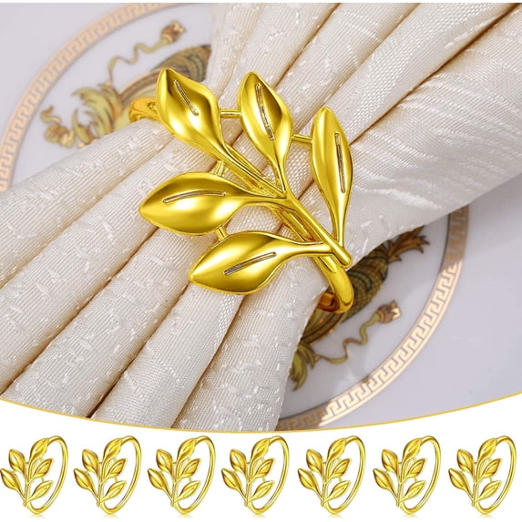 Worallymy 6pcs/pack Leaf Shaped Napkin Rings Buckle Holders Party Napkin Rings for Christmas Thanksgiving Parties, Wedding Adornment, Table Decoration Accessories