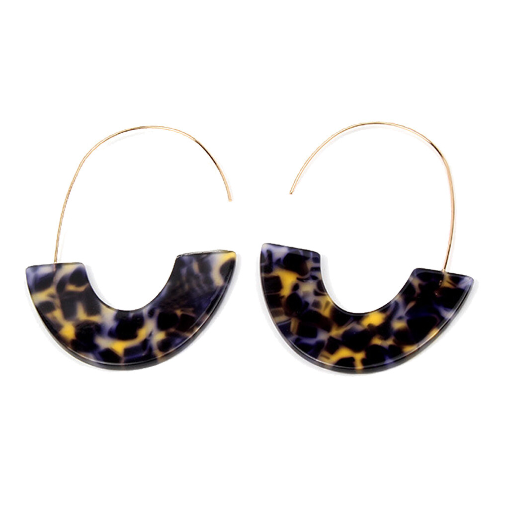 Worallymy Acrylic Chandelier Earrings C Shape Geometric Ear Stud Fashion Exaggerated Jewelry Earring Women Banquet Accessories Leopard print purple - image 1 of 6
