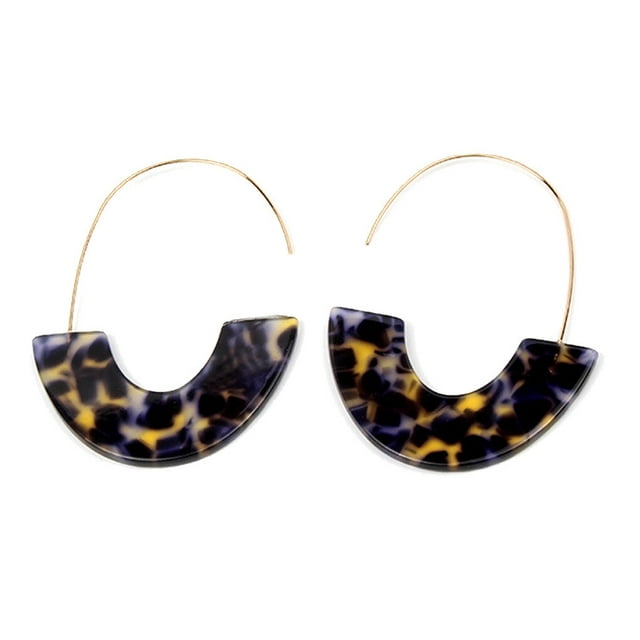 Worallymy Acrylic Chandelier Earrings C Shape Geometric Ear Stud Fashion Exaggerated Jewelry Earring Women Banquet Accessories Leopard print purple