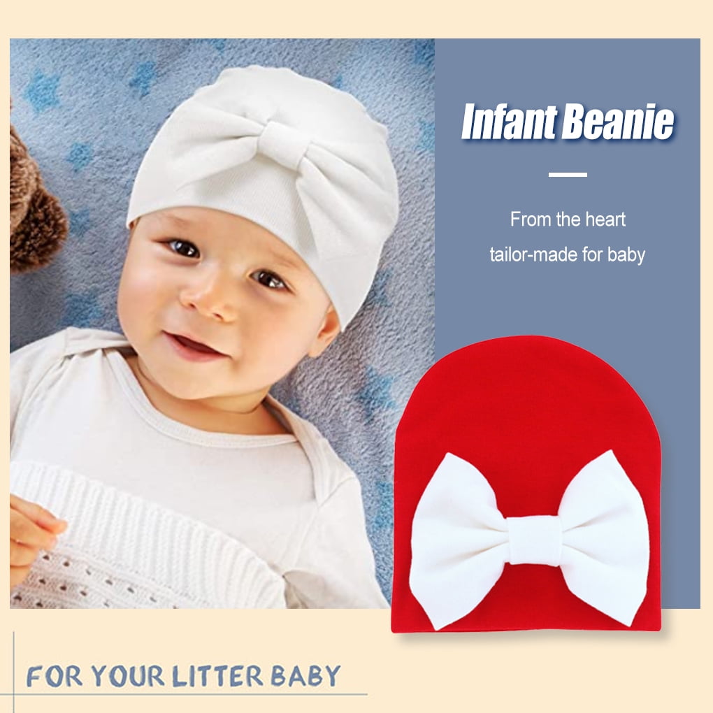 Worallymy Baby Fetus Hat Infant Bow Double layer Warm Newborn Cotton Caps Walmart