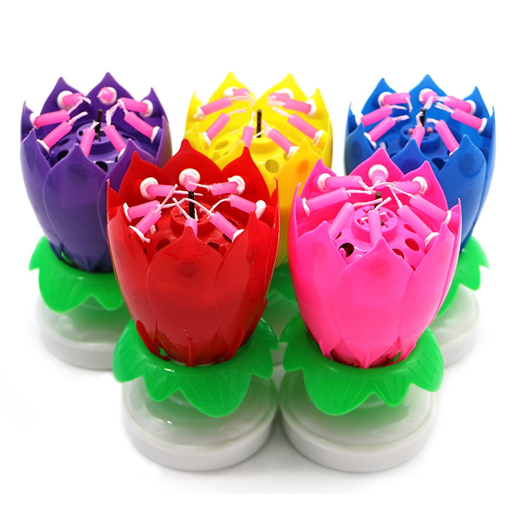 Worallymy Cake Candle Birthday Cake Flower Music Candle Rotating Flower