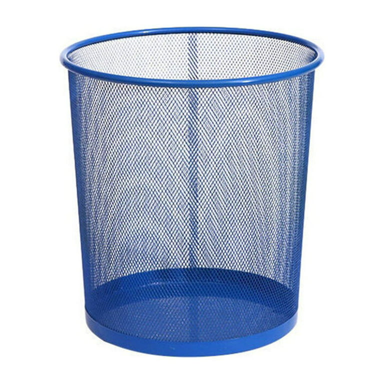 Worallymy Metal Wire Mesh Trash Can Large Capacity Paper Basket Round Shape  Dustbin Office Storage Garbage Bin Living Room Rose Red 