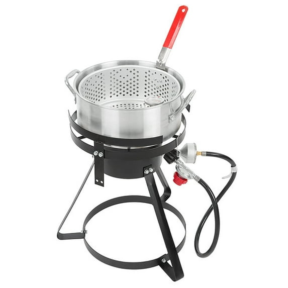Worcest 10 Qt Propane Outdoor Fish Fryer Set 50,000 BTU - Deep Fryer Aluminum Seafood Boiler Steamer Kit Crawfish Fish Fryer Stock Pot