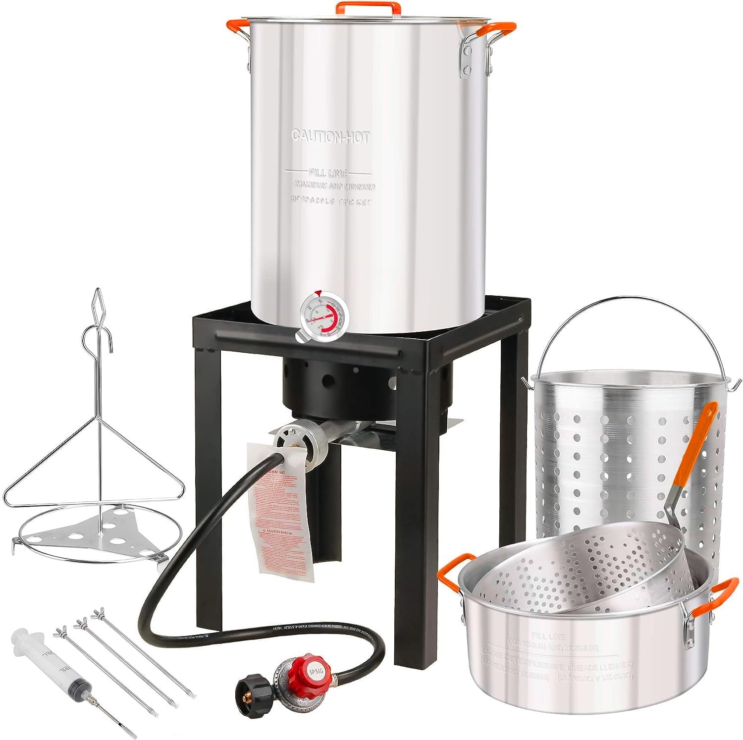 Backyard Pro 50 Qt. Outdoor Seafood Boiler / Steamer Kit with Stainless  Steel Pot - 110,000 BTU